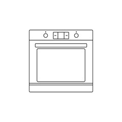 Oven linear vector icon. Microwave logo icon. Kitchen oven vector symbol. Electric oven vector icon. Homemade baking vector concept.