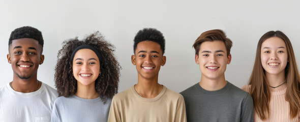 Diverse Group of Smiling Young Friends Standing Together