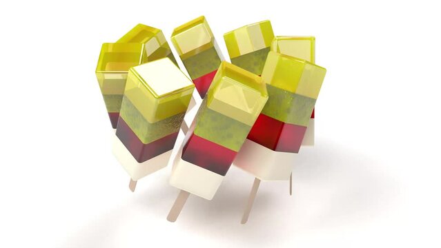Creative 3d illustration of vibrant, colorful pops