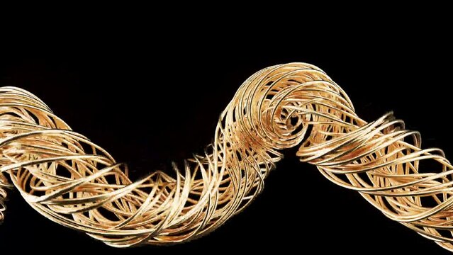 Elegant gold wire forms a twisted helix pattern