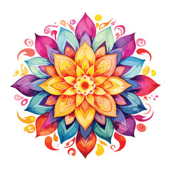 Watercolor mandala floral design vector