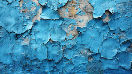 A Decaying Blue Wall With Peeling Paint