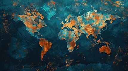 Digital Abstract background with a world map