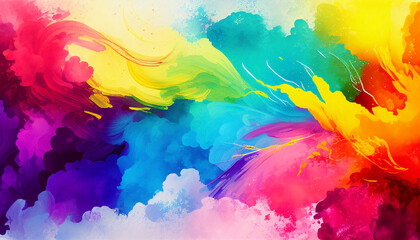 Fototapeta premium Bright colorful watercolor paint background texture. Colorful gradient watercolor design background texture isoleted. Ai generated