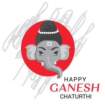 Painted elephant card for Ganesh Chaturthi festival of India isolated on a white background