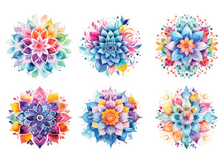 Watercolor mandala floral design vector