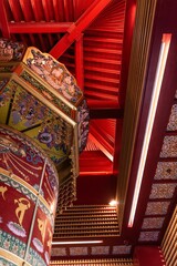 Interior of Buddha Tooth Relic Temple and Museum located in the Chinatown district of Singapore
