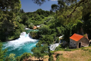 Fototapeta na wymiar Krka waterfalls, nature of Croatia