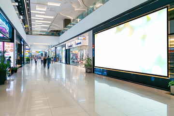 Large video promotion LED white screen in hypermall - obrazy, fototapety, plakaty