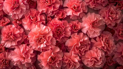 bright pink carnation background Each delicate petal adds to the intricate beauty of the scene. This creates an eye-catching composition that appeals to the senses. - obrazy, fototapety, plakaty