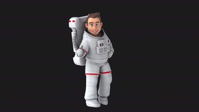 Fun 3D cartoon astronaut with thumbs up and down (with alpha channel included)