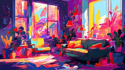 drawing abstract livingroom background