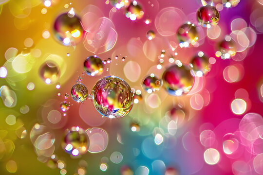 Vivid Bokeh Light Refractions in Water Droplets