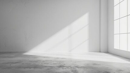 Obraz premium White background on cement floor texture, for product presentation, copy and text space, 16:9