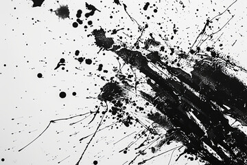 Obraz premium Black ink splashes on a white paper