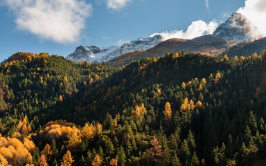 Fall season in the Alpes between France and Italia