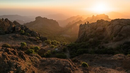 Sunset in Roque Nublo, Canary islands, Spain