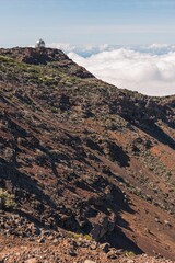 Vertical shot of the Roque de los Muchachos Observatory in the La Palma island, Spain
