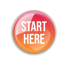 Vector illustration modern flat start here template Isolated on white background