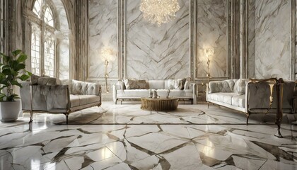 a 3D floor design inspired by marble flooring, featuring intricate veining and subtle textures, paired with plush furnishings and soft lighting to create a sophisticated and inviting ambiance.