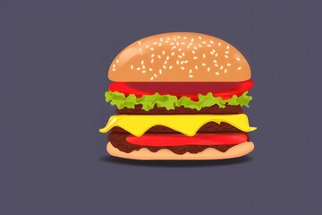 Illustration of hamburger in the minimalist style, classic fast food item