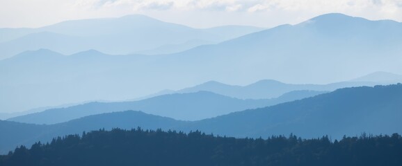 Panoramic view of the Sunset at Great Smoky Mountains National Park
