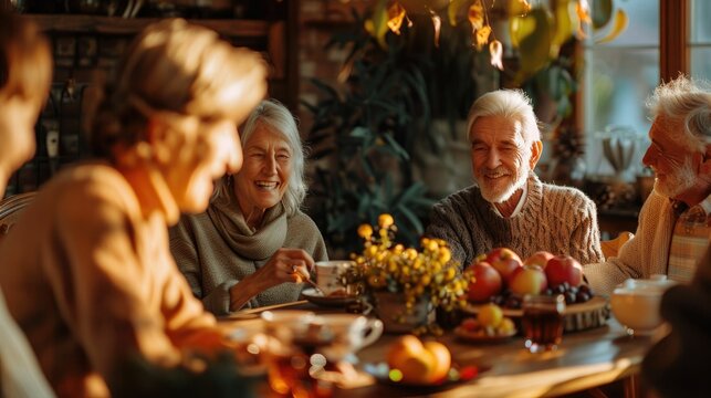 Tea time tradition with family, a heartwarming 3D animation of a family gathering around the tea table, sharing stories