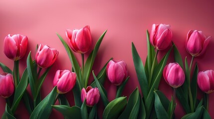 Obraz na płótnie Canvas Vibrant Pink Tulips Symbolizing Love for Mother's Day Celebration.