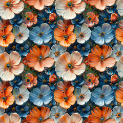 Fototapeta premium Seamless floral floral pattern, artistic oil painting