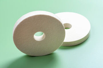 Two polishing circles from grinding machine. Natural felt for polishing and sharpening tools.