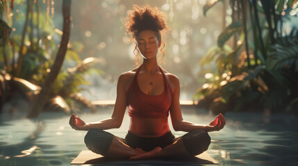 Fototapeta premium person meditating yoga in the lotus pose