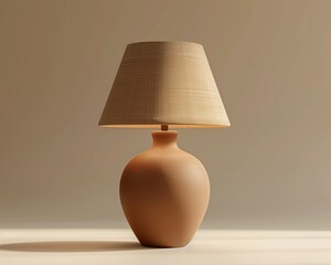 3D render of a sleek terracotta lamp against a clean, neutral background