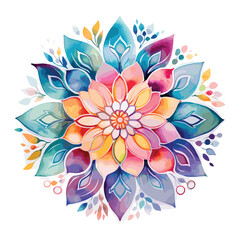 Watercolor mandala floral design vector