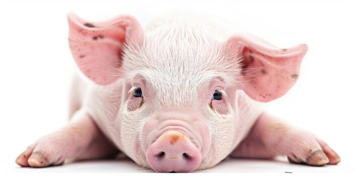 KS Cute pig isolated on white background photo studio.