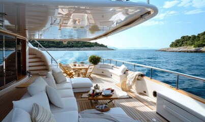 Obraz premium Enjoying a beautiful day on a luxury yacht