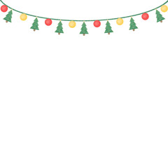 Decorations Christmas tree light ornaments celebration party confetti gift wall illustration