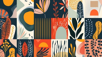 Vibrant abstracts inspired by Scandinavian folklore, perfect for commercial use