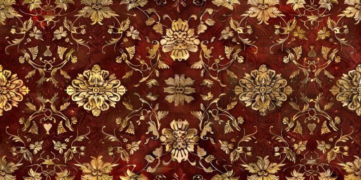 Medieval tapestries, where flowers woven from gold and silver threads bloom against a backdrop of rich, velvety colors, bringing the opulence of the past to life created with Generative AI Technology
