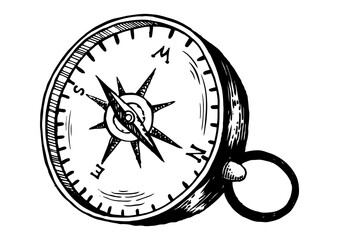 Vintage compass engraving PNG illustration © Oleksandr Pokusai