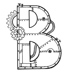 Mechanical letter B engraving PNG illustration