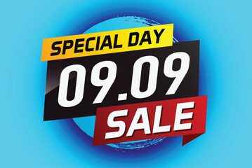 9.9 Special day sale word concept vector illustration with ribbon and 3d style for use landing page, template, ui, web, mobile app, poster, banner, flyer, background, gift card, coupon

