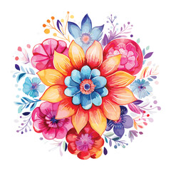 Watercolor mandala floral design vector