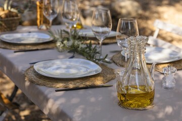 Closeup of tableware for an event