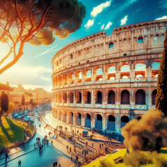 Das Kolosseum in Rom - obrazy, fototapety, plakaty