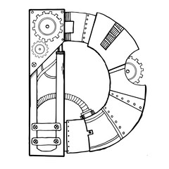 Mechanical letter D engraving PNG illustration