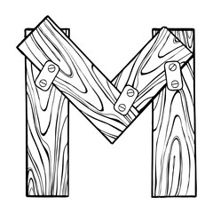 Wooden letter M engraving PNG illustration