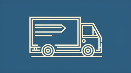 Fast moving shipping delivery truck line art vector icon for transportation apps and websites, illustration