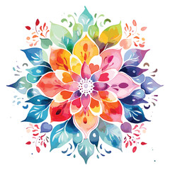 Watercolor mandala floral design vector