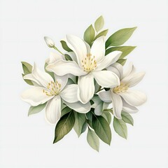 Fototapeta na wymiar watercolor Jasmine flower