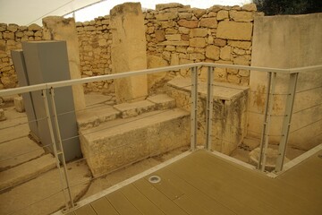 Closeup shot of the neolithic temples of Tarxien, Malta